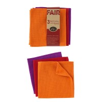 3er-Set fairtrade Spültücher „rot-orange-lila“ aus Biobaumwolle