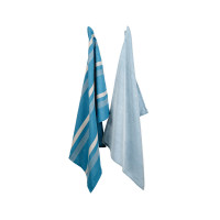 2er-Set Fairtrade Geschirrtücher | Baumwolle | "uni & stripes" | petrol | handgewebt ❤ eco & fair Conceptstore ❤