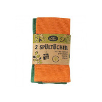 2 Spültücher in orange und grün | Waffelgewebe | 100% Biobaumwolle | je 30*30 cm | fairtrade ❤ eco & fair Conceptstore ❤