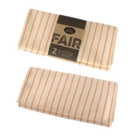 2 fairtrade Geschirrtücher aus Biobaumwolle, natur mit orangen Nadelstreifen