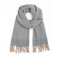 Schal "Stitch" grau-beige, fairtrade, aus Bio-Baumwolle