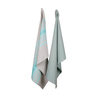 2er-Set Fairtrade Geschirrtücher | Baumwolle | "uni & stripes" | aqua | handgewebt ❤ eco & fair Conceptstore ❤