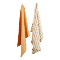 2er-Set Fairtrade Geschirrtücher | Baumwolle | "uni & stripes" | orange | handgewebt ❤ eco & fair Conceptstore ❤